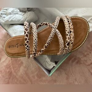 Diba True Women's Snake-Print Neutral Multi-Strap Slide Sandal